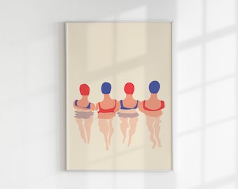 Beach Wall Art, Summer Wall Decor, DIGITAL DOWNLOAD, Swimmer poster, Printable Wall Art