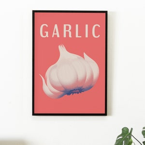 Garlic Poster, Garlic Print, Digital Download, Vegetable Art, Kitchen Vegetable Print, Garlic Printable Poster, Kitchen Wall Art Print