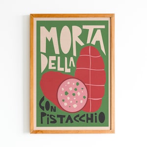 Mortadella Print, Food Art, Retro Kitchen Poster, Mid Century Modern, Kitchen Decor, Housewarming Gift