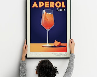 Aperol Spritz Print, Printable Wall Art, Cocktail Wall Art, Print, Alcohol Print, Kitchen Print, Cocktail Printable, Kitchen Printable