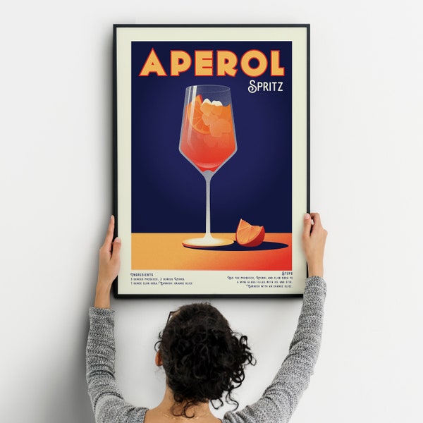 Aperol Spritz Print, Printable Wall Art, Cocktail Wall Art, Print, Alcohol Print, Kitchen Print, Cocktail Printable, Kitchen Printable