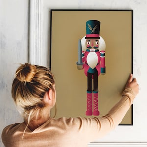Nutcracker Printable Wall Art, Christmas Art Print Downloadable, Minimalist Home Decor Instant Download, Festive Bedroom Wall Decor