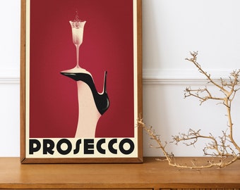 Prosecco Print, Italy Poster, Kitchen Decor, Food Art, Eat Sign, Rome, Italy Art, Housewarming