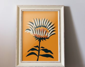 Sunflower Print, Floral Botanical Print, Sunflower Printable Wall Decor, Gallery Wall Art,  Wall Art Poster