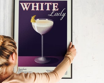 White Lady Print, Printable Wall Art, Cocktail Wall Art, Print, Alcohol Print, Kitchen Print, Cocktail Printable, Kitchen Printable