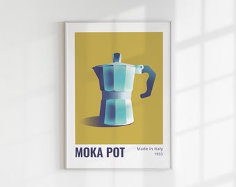 Arte de parede de cozinha para download digital - Impressão de pôster de café moderno - Moka Espresso - Presente de inauguração