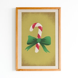 Christmas Wall Art, Candy Cane, Christmas Decor, Vintage Christmas Print, Holiday Winter Digital Wall Art