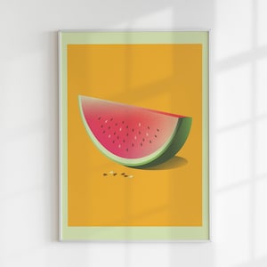 Watermelon art print, Fruit poster, Kitchen decor, Modern wall art
