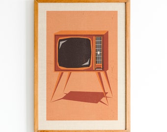 Arte de pared de TV vintage, obras de arte de TV vintage, decoración de pared de TV retro