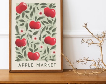 Printable Kitchen Wall Art, Fruit Market Prints, Apples Print, Apple Decor, Home Decor, Kitchen Decor, Kitchen wall art