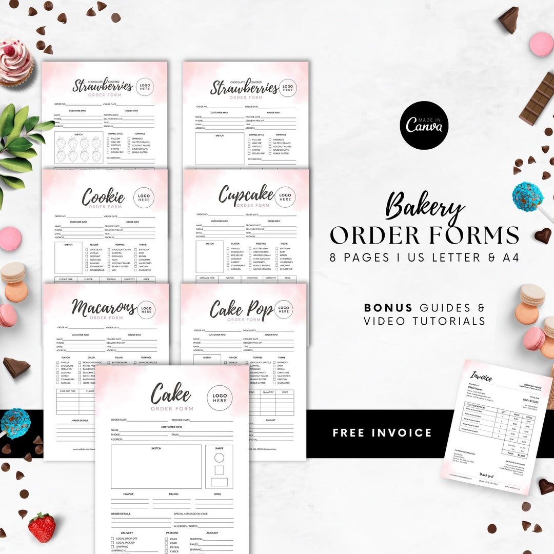 Bakery Business Template Bundle, Wedding Cake Order Sheet Templates ...