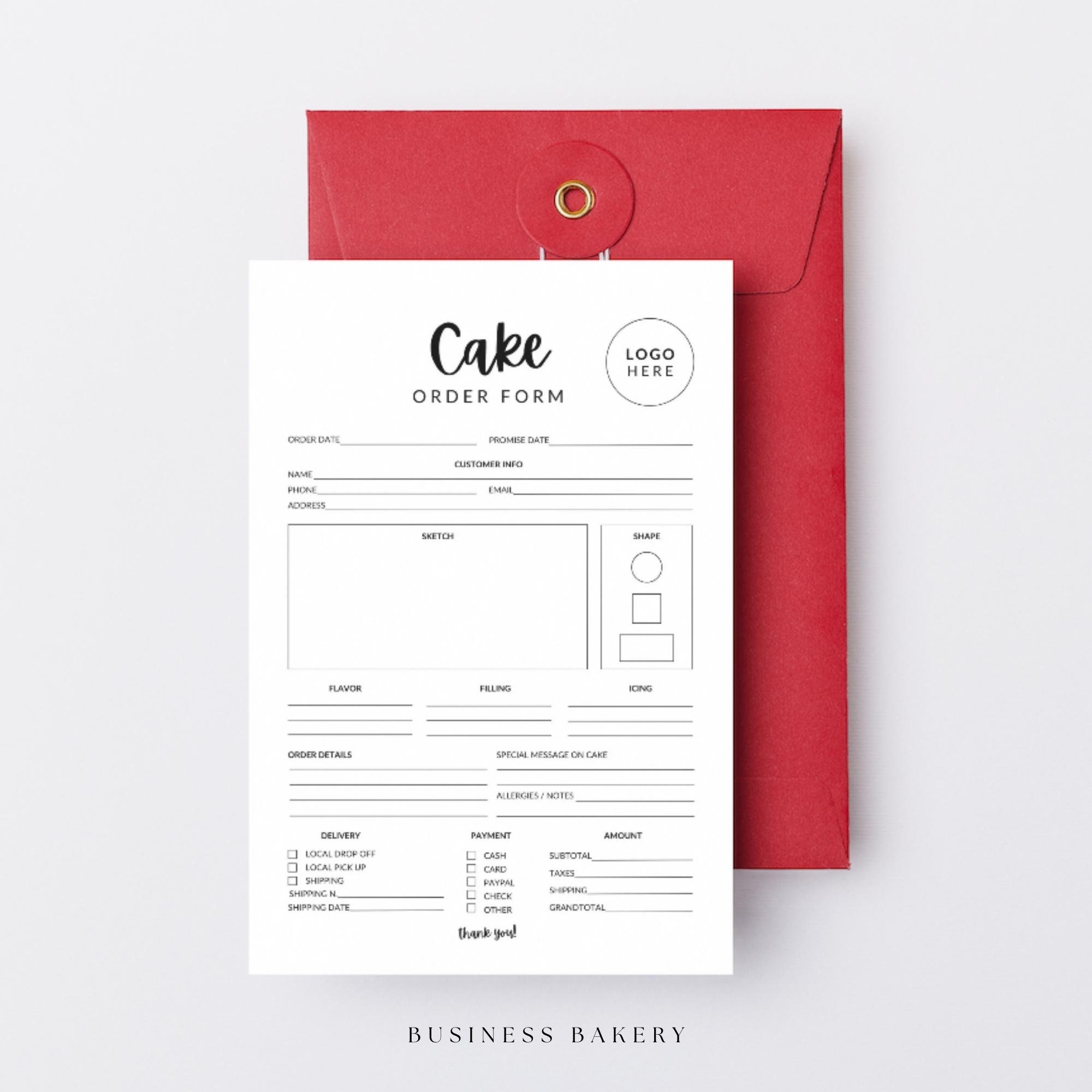 Simple Cake Order Sheet Template, Bakery Order Form Editable in Canva ...