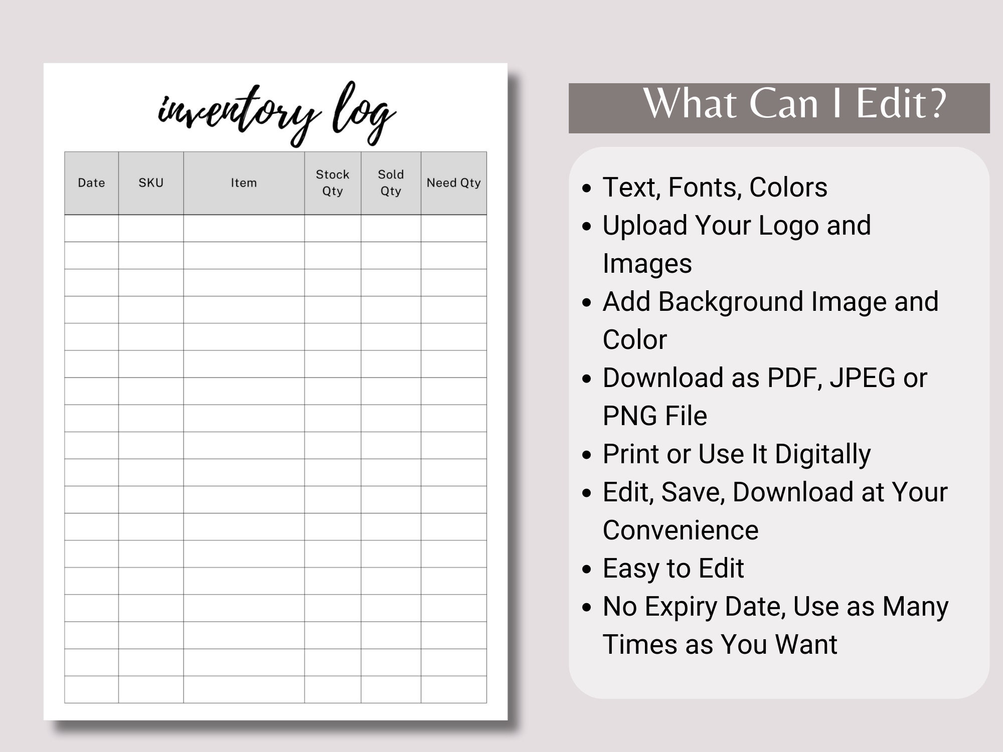 Product Inventory Tracker Small Business Inventory Sheet Printable ...