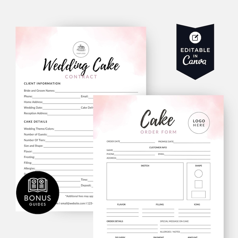 Wedding Cake Order Contract Template Editable Custom Bakery Agreement Wedding Cake Order Contract Template Editable Custom Bakery Agreement