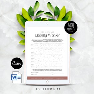 General Liability Waiver Form Risk Acknowledgment All Purpose Legal Disclaimer for Small Business Client Agreement Template Editable Canva