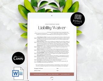 General Liability Waiver Form Risk Acknowledgment All Purpose Legal Disclaimer for Small Business Client Agreement Template Editable Canva