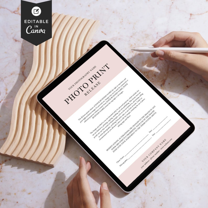 Photo Print Release Form for Photography Client, Editable Canva ...