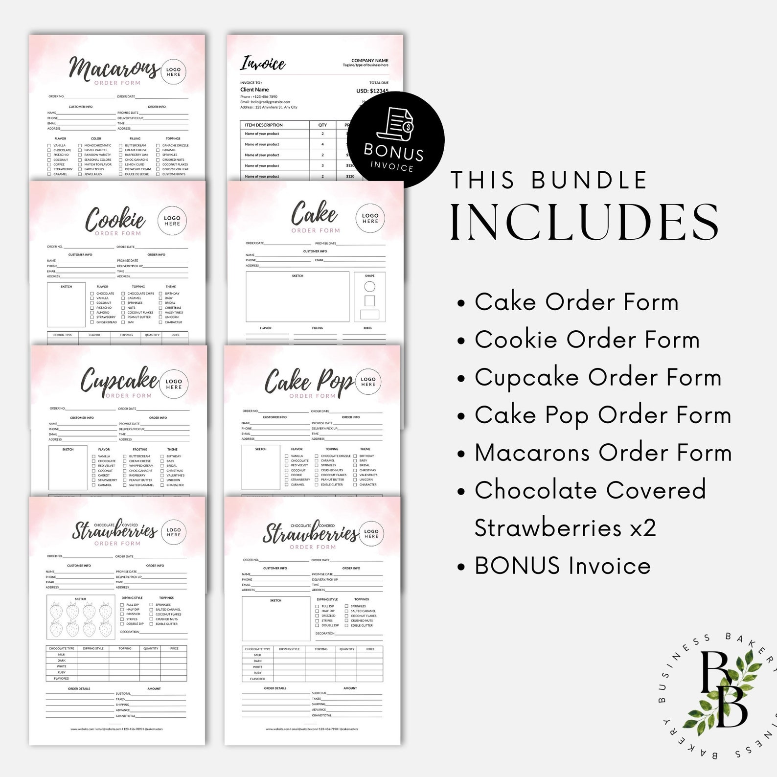 Bakery Business Template Bundle, Wedding Cake Order Sheet Templates ...