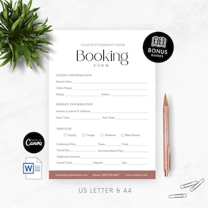 Photography Booking Form for Client Mini Session Editable Canva Template Event And Wedding Photography Appointment Small Business Intake