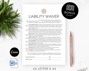 Bounce House Waiver Men Liability Waiver Form Risk Acknowledgment Legal Disclaimer Small Business Client Agreement Template Editable Canva