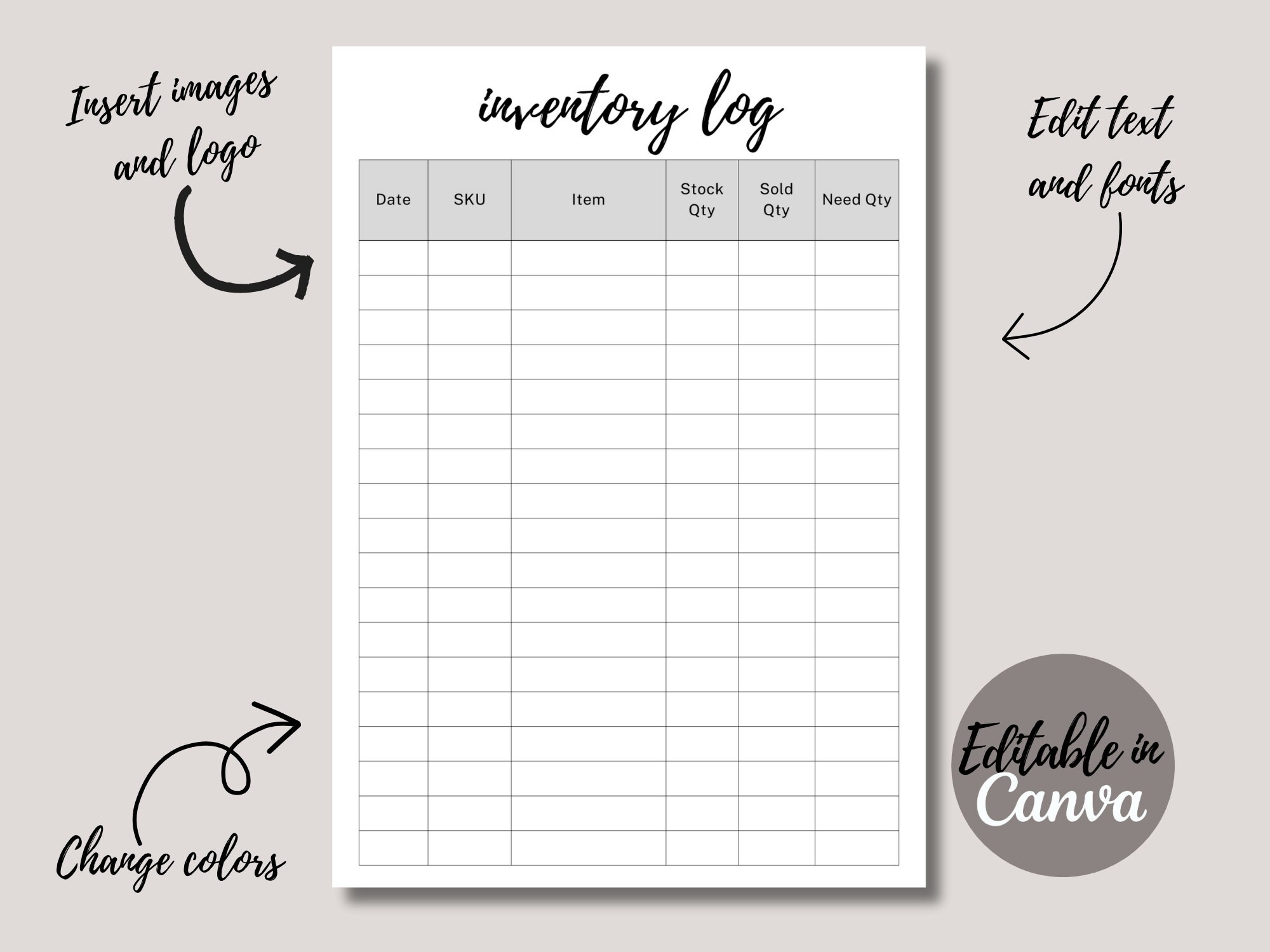 Product Inventory Tracker Small Business Inventory Sheet Printable ...