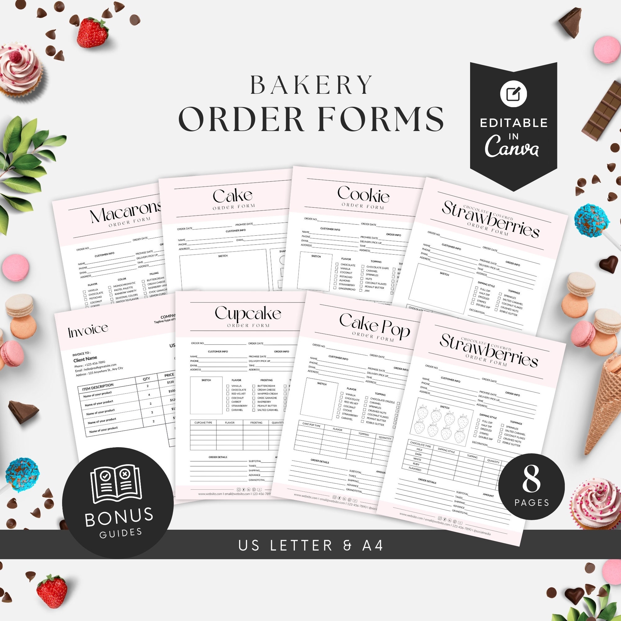 Bakery Business Template Bundle, Wedding Cake Order Sheet Templates ...