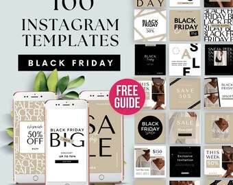 Black Friday In A Box Social Media Flyer Instagram Canva Templates IG Posts and Stories for Small Business Bundle Kit Cyber Monday BB042