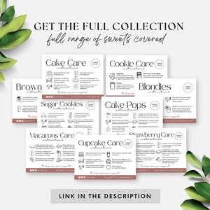 Modern Cake Care Label, Cake Care Instruction Card Printable, Cake Care ...