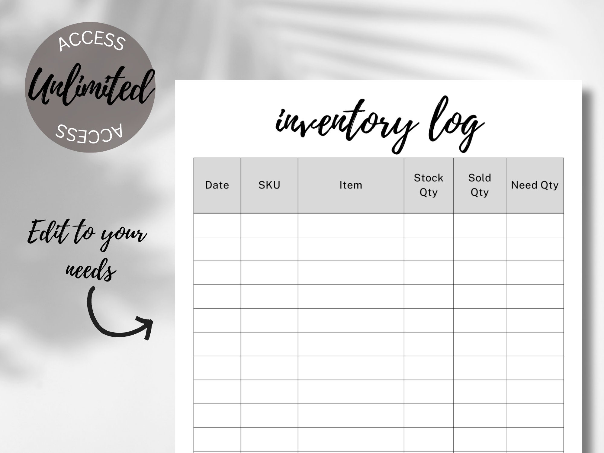 Product Inventory Tracker Small Business Inventory Sheet Printable ...