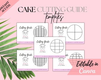 Gids voor het snijden van ronde cake Digitale download Instructies voor de bakker Gelaagde serveerkaart voor cake Snij-instructies Evenement Taart Porties Bestellingsbijlage
