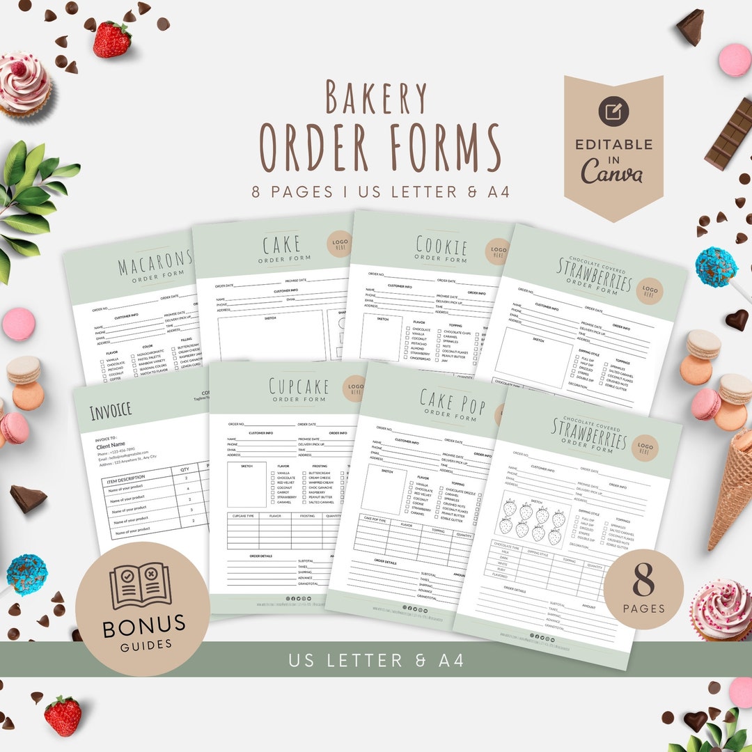 Bakery Business Template Bundle, Wedding Cake Order Sheet Templates ...