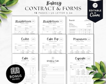 Wedding Cake Contract Template And Bakery Form Bundle, Editable Cake Order Form, Catering Agreement Printable Cake Policy Clean Simple BB000