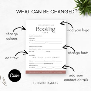 Photography Booking Form for Client Mini Session Editable Canva ...