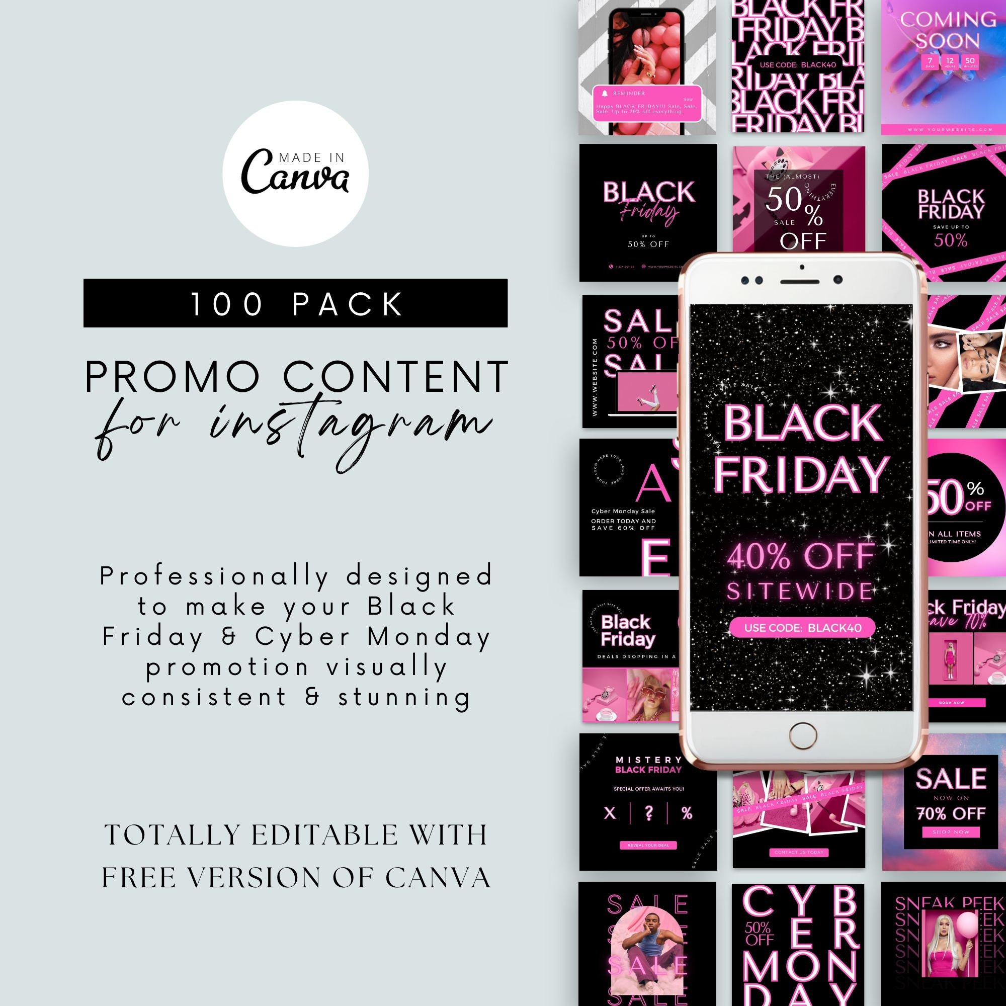 Instagram Black Friday Flyer Templates for Small Business Cyber Monday ...