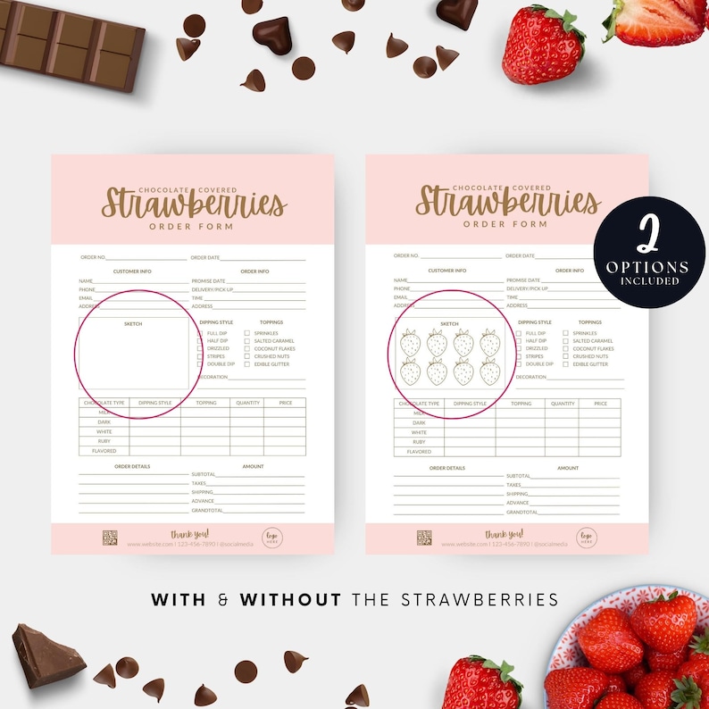 Chocolate Strawberries Order Form Template, Choc Dipped Strawberry ...