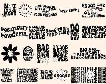 Groovy svg, retro groovy svg, bundle boho svg, hippie svg, aesthetic svg, inspirational svg, motivational svg, retro svg, wavy text svg