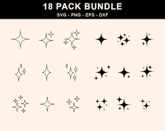 Sparkle SVG-bundel, Sparkle Stars SVG, Stars Svg, Star Clipart, Instant Download, Cricut Cut-bestand, silhouet, Bright Stars, Twinkle Stars