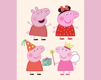 Peppa Pig SVG, Bundle Layered SVG, Layered and Instant downloadable files for cricut, Peppa Pig PNG clip art e imprimibles para camisetas