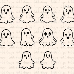 Cute Ghost Halloween Svg Png, Ghosts SVG Bundle, Ghost Silhouette, PNG,Vector, Commercial Use, Transparent Background,svg bundle, for cricut