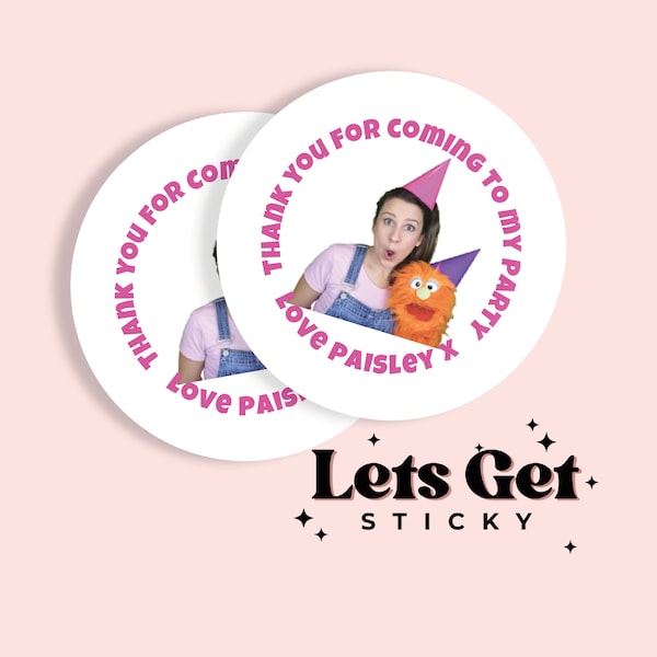 Birthday Party Round Stickers - Ms. Rachel Themed - Gloss or Matte - Choice of sizes
