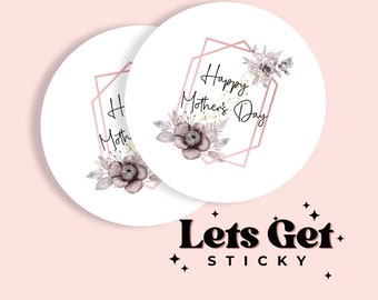 Happy Mothers Day Round Stickers - Gloss or Matte - Choice of sizes