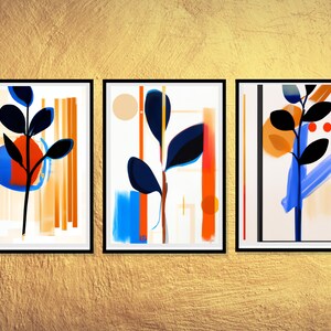 Floral Printable Wall Art, set of 3, wall art, 4 PNG file sizes, vertical wall art, instant download.