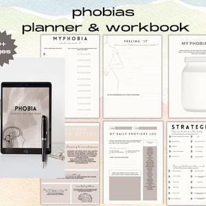 phobia CBT worksheets, mental health planner |CBT printable worksheet| phobia and anxiety worksheets | phobia help| digital planner