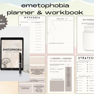 emetofobie CGT-werkbladen, planner voor geestelijke gezondheidszorg | Afdrukbaar CGT-werkblad | werkbladen voor fobie en angst | fobie hulp| digitale planner