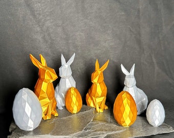 Conejitos de Pascua en estilo poli con huevos.