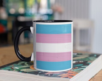 Taza LGBTQ+ Pride bandera transgénero con efecto mágico de cambio de color bajo petición