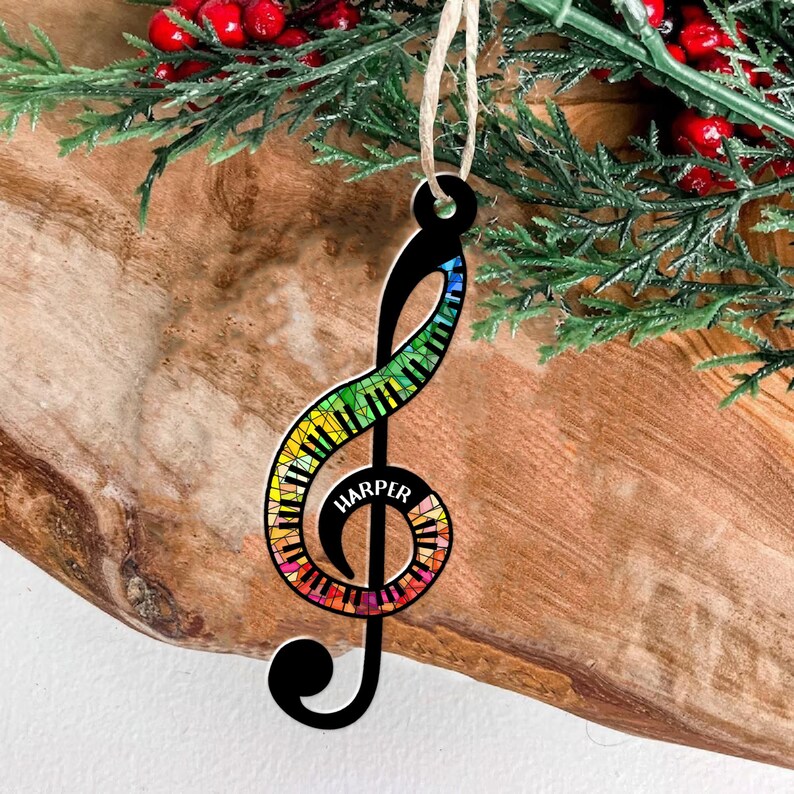 Personalized Music Teacher Ornament, Treble Clef Ornament, Music