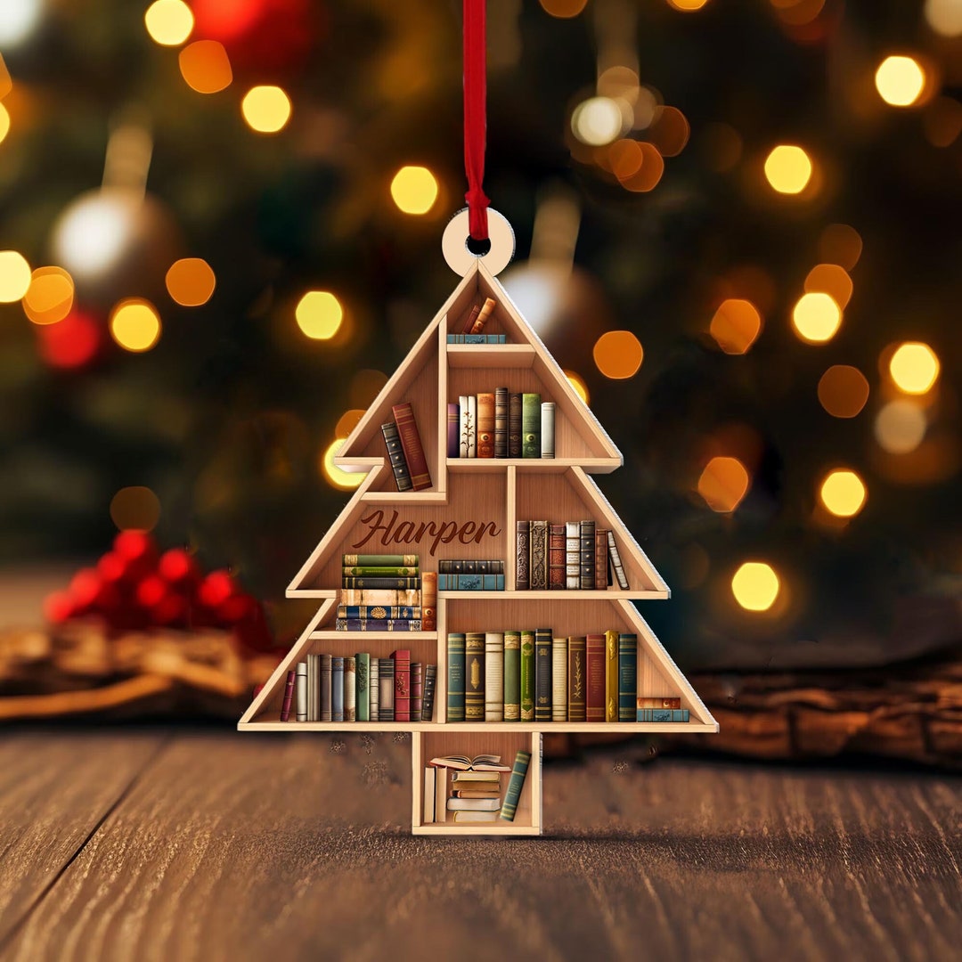 Christmas Book Tree Ornament, Book Lover Christmas Ornament, Book Lover