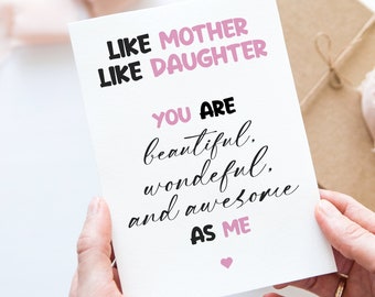 Mum and Daughter Gift, Mother's Day Card For Mother, Like Mother Like Daughter, Funny Card For Her MDI004