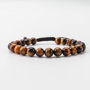 Mens Tigers Eye and Lava Stone Bracelet, Spiritual Healing Bracelet Gift For Him, Handmade Bracelet For Mens, Fathers Day Gift TH005